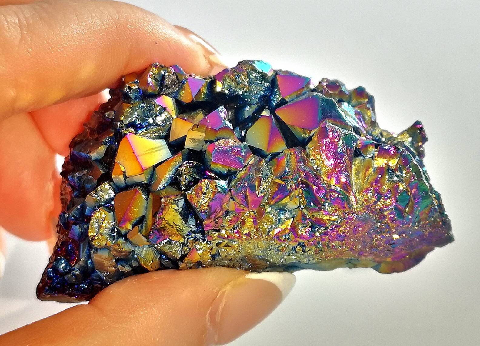 Rainbow Titanium Aura Quartz, Raw UK Crystals, Ethically Sourced Healing Crystals, Crystal Gift, Reiki Stones, Colourful Crystals