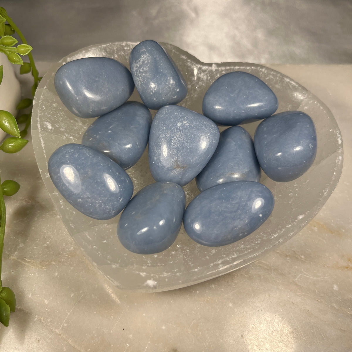 Angelite Tumblestones, Ethically Sourced UK Crystals
