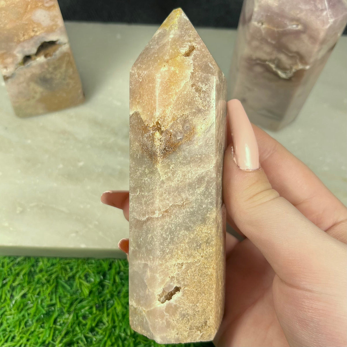 Pink Amethyst Tower, Crystal Point, Obelisk for Heart Chakra, Metaphysical Statement Piece, Druzy Tower B