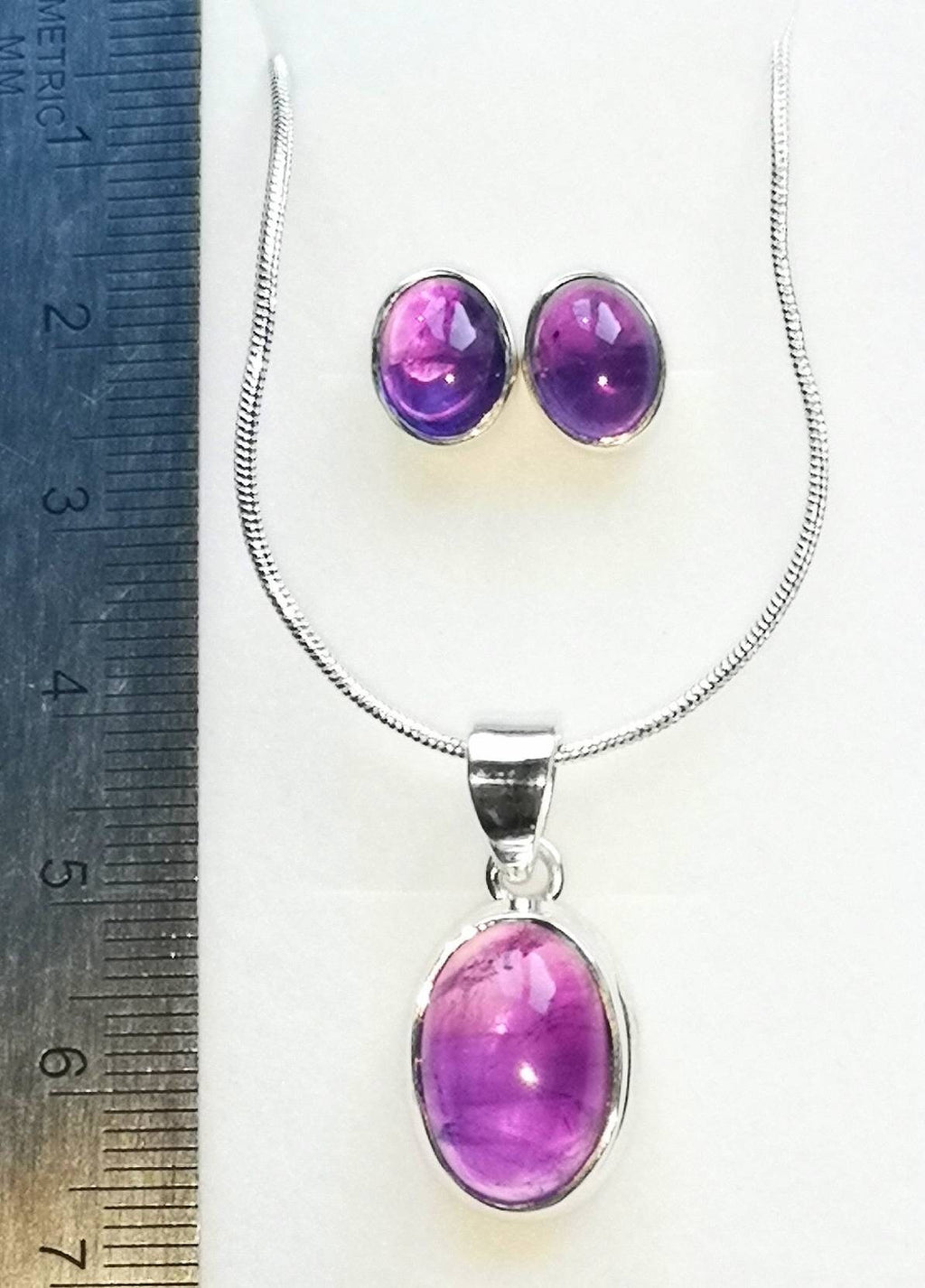 Amethyst Necklace and Earrings Jewellery Set, Ethically Sourced UK Healing Crystals, Mother's Day Gift | Set 2