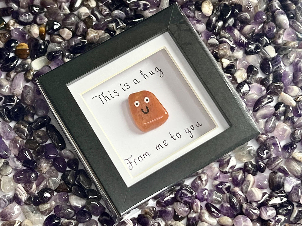 Framed Crystal Pocket Hug, Handmade Gift, Amethyst, Rose Quartz