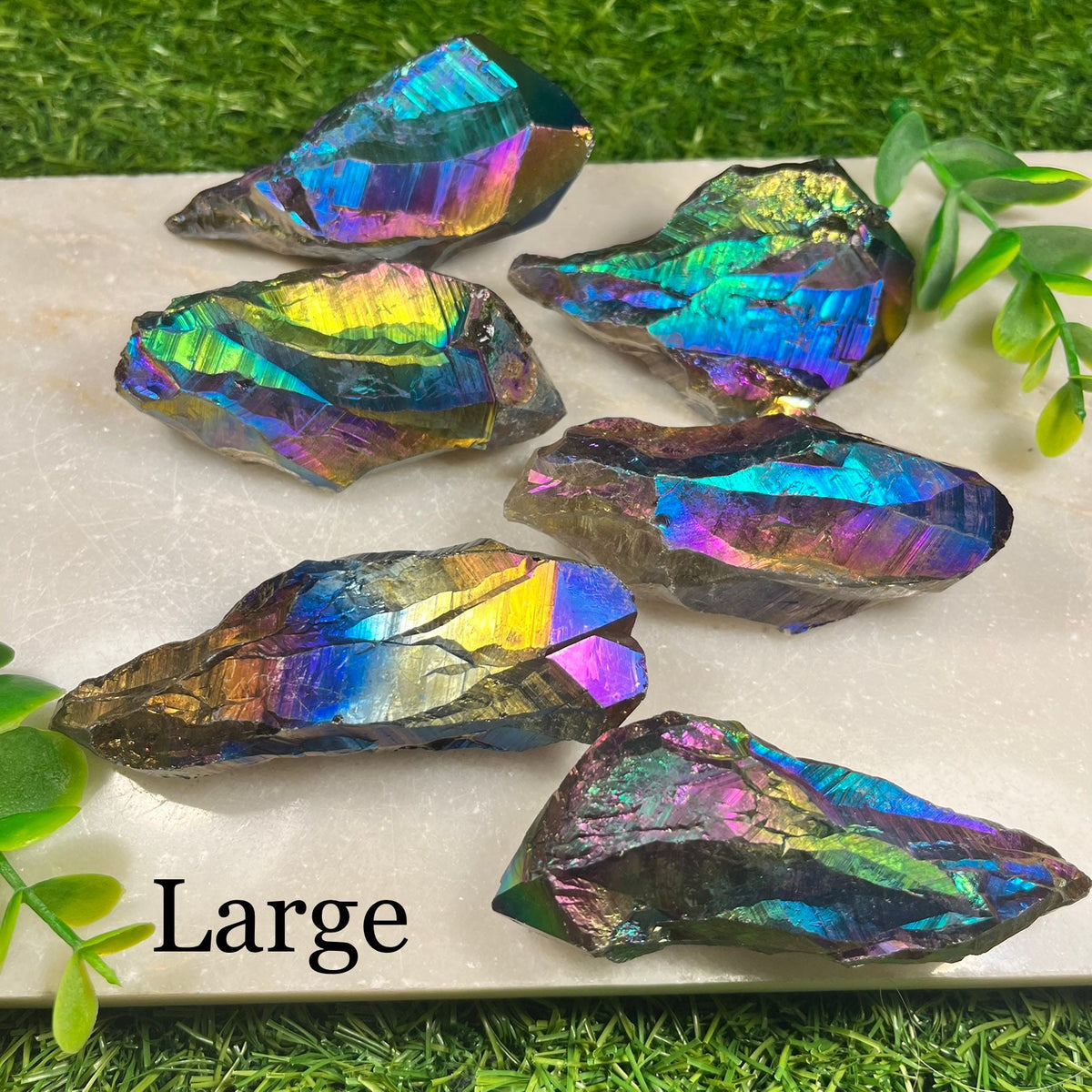 Titanium Aura Quartz Rainbow Points , Aura Quartz , Consciously Sourced Crystals