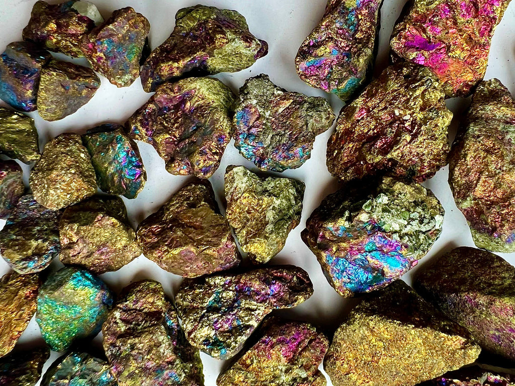 Raw Peacock Ore, Bornite Chunks, Chalcopyrite Rough Stones, UK Healing Crystals, Ethically Sourced, Aura Rainbow Crystal Gift