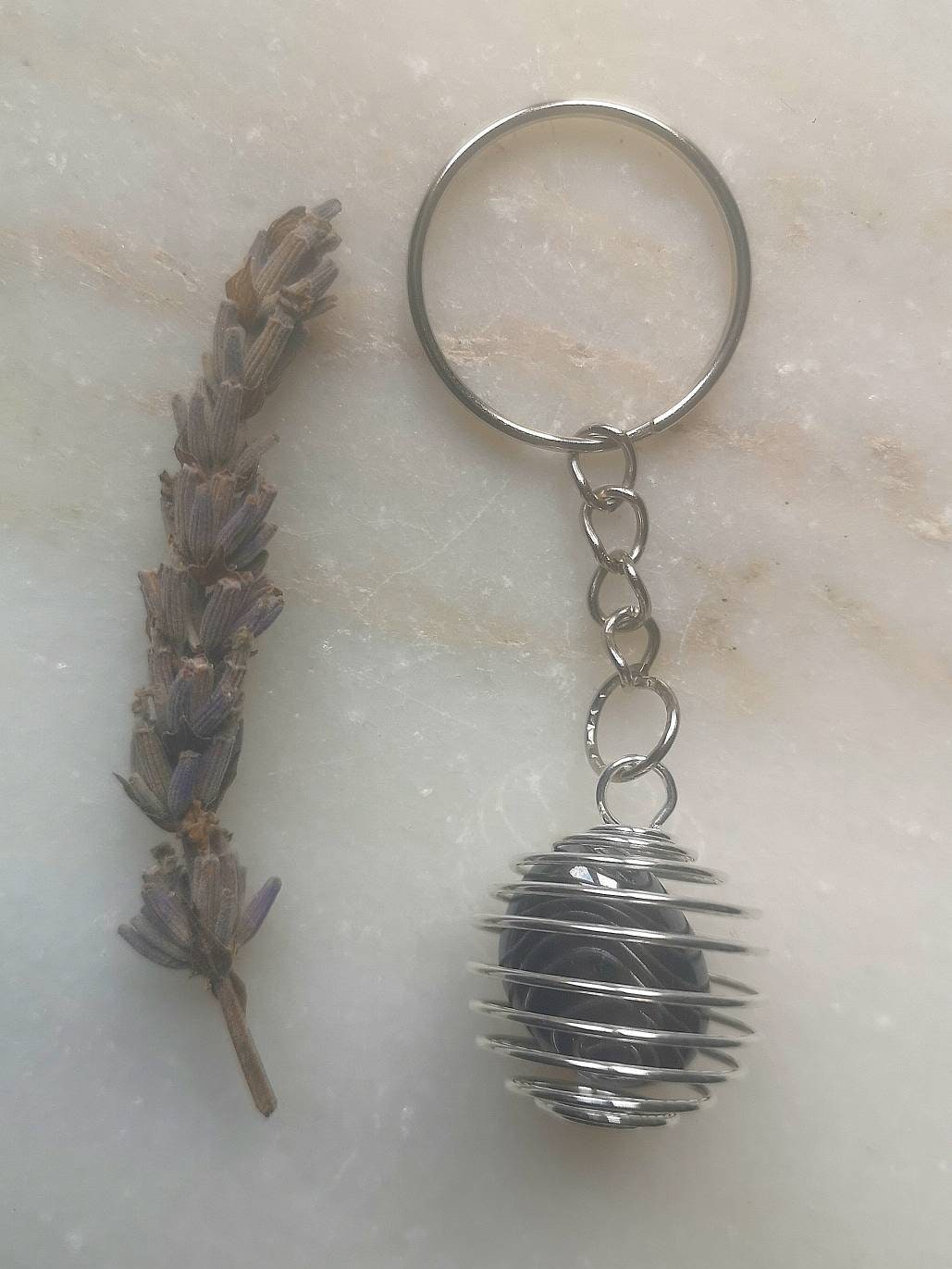 Crystal Healing Keyring, Amethyst, Opalite, Quartz, Obsidian