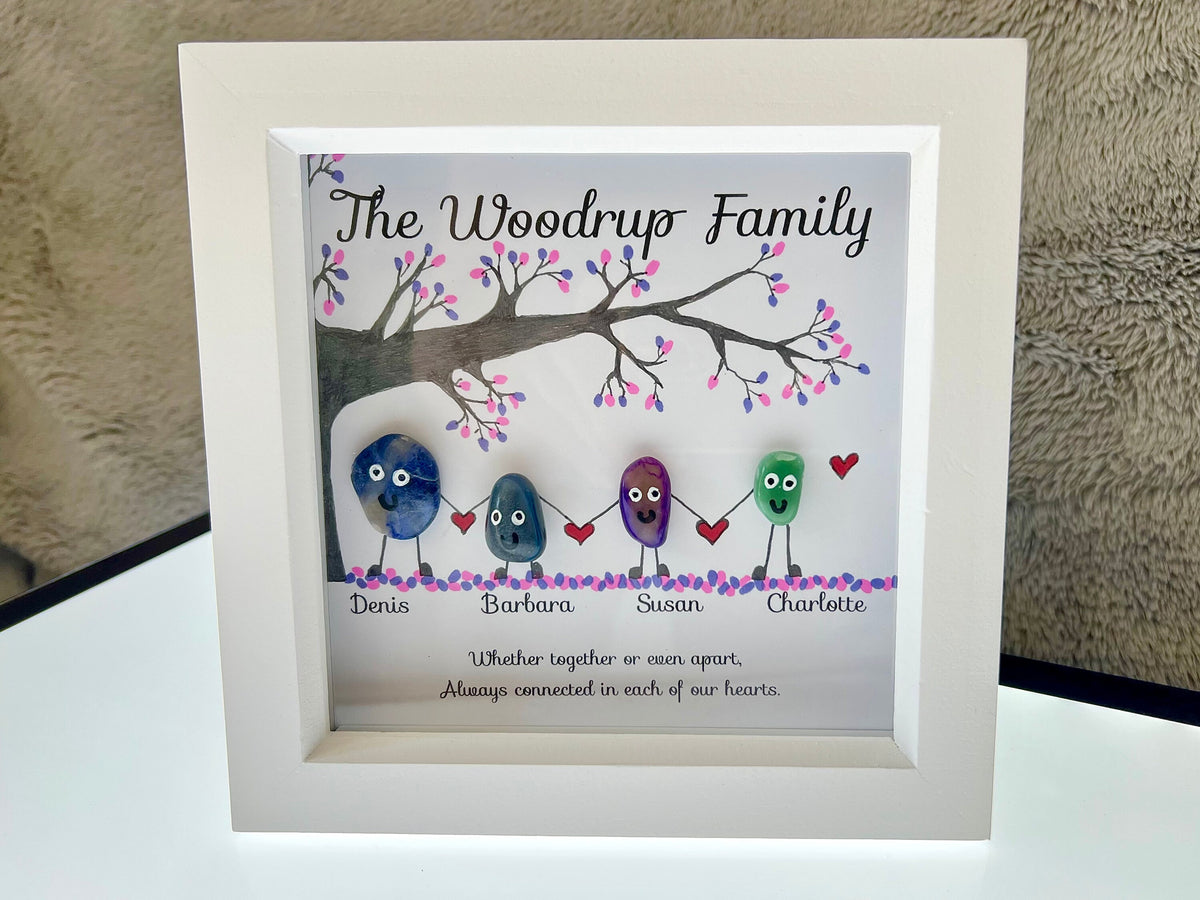 Personalised crystal family picture, 18cm framed crystal wall art for Mum, hand drawn wedding gift, present for best friend, new baby gift