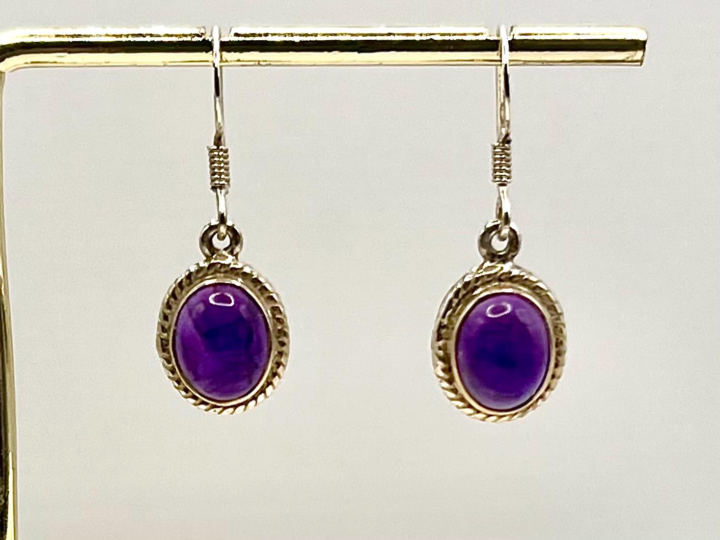 Sterling silver amethyst earrings dangle, crown chakra gemstone earrings for women, metaphysical shops, February birthday gift for her