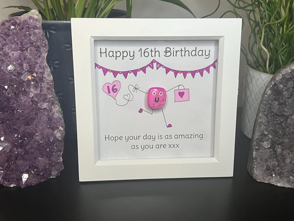 Personalised Birthday Crystal Wall Art Frame, Hand painted 13th, 16th, 18th, 21st, 30th, 40th, 50th, 60th, 70th, 80th, 90th, 100th gift idea