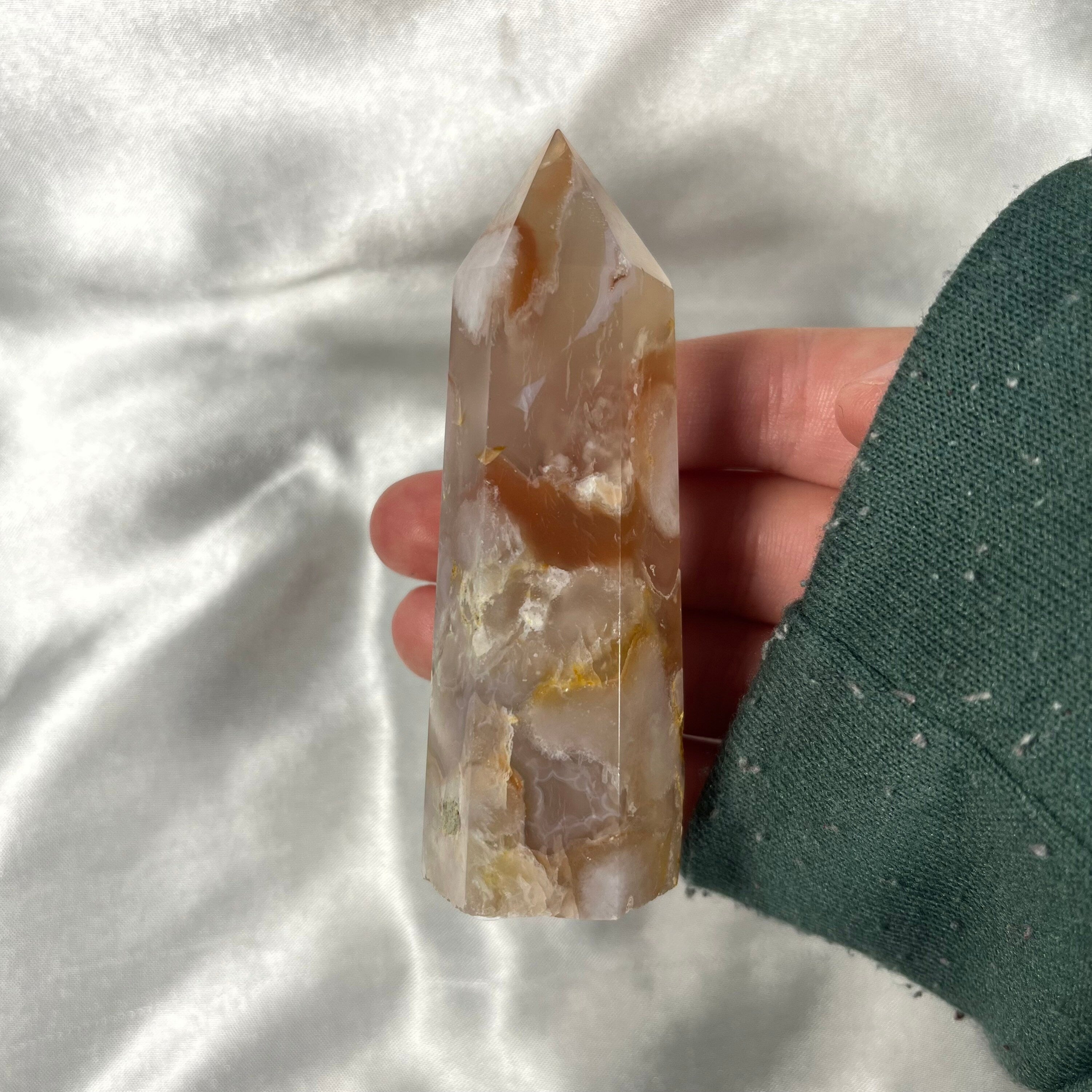 Flower Agate Tower, Flower Agate Points, Crystal Obelisks, Flower Agate Carvings, Connect to Divine Feminine | Consciously Sourced