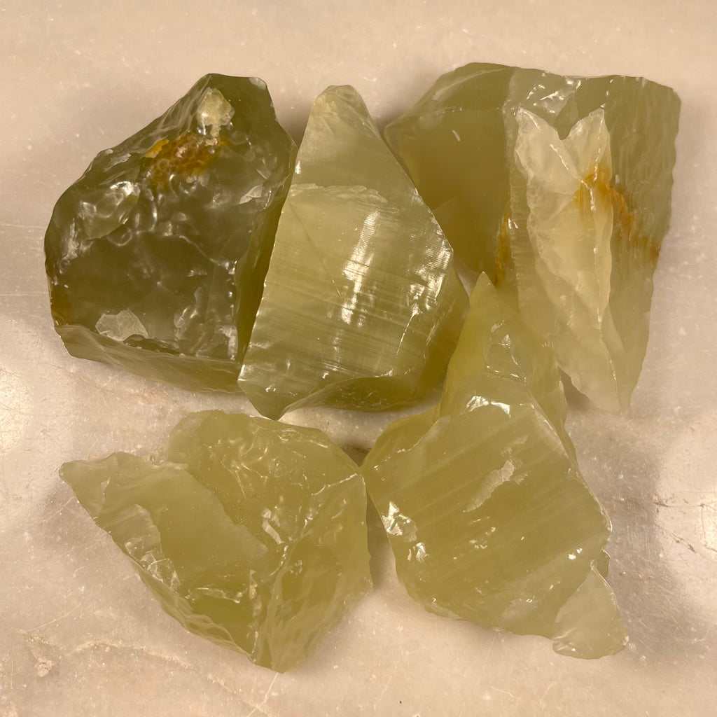 Raw Mixed Calcite Crystal Chunks, Pink, Green, Two Tone and Beige Calcite
