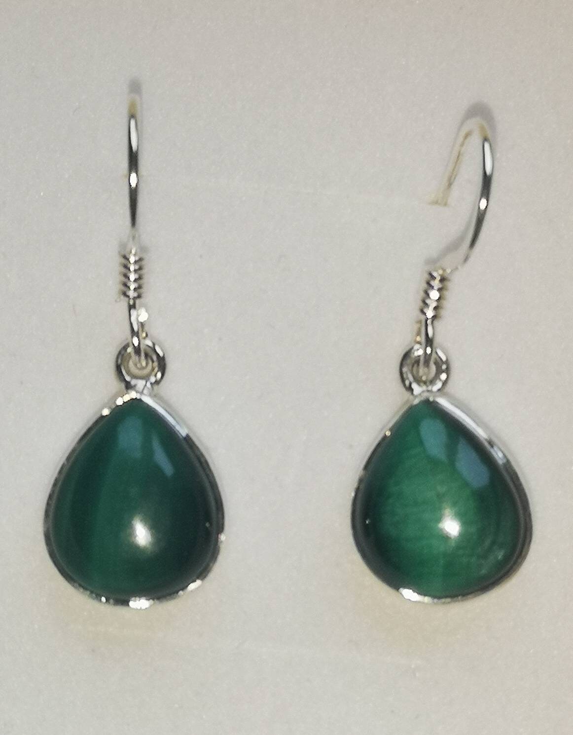 Malachite Drop Earrings, Sterling Silver Jewellery, UK Crystals Ethically Sourced, Oval and Teardrop | Rectangle | Mother's Day Gift