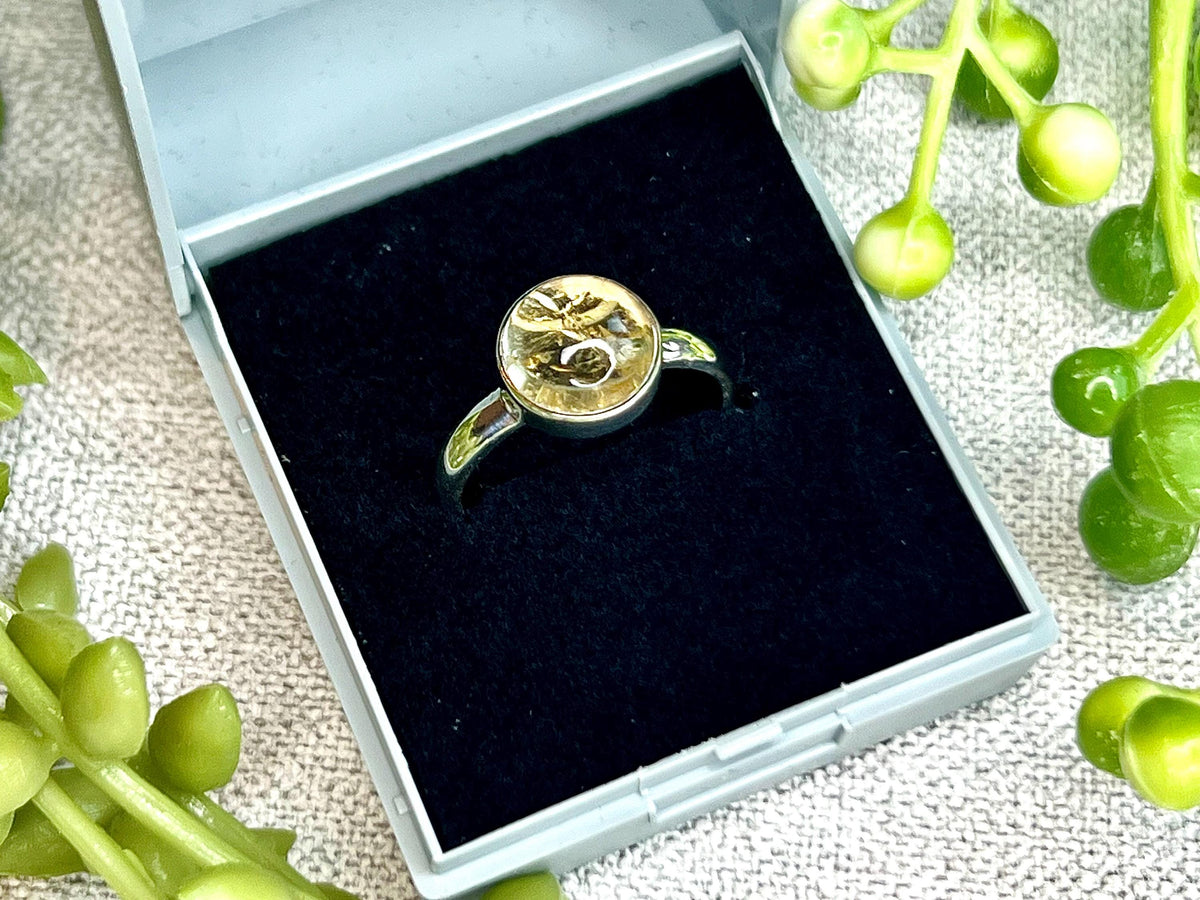 Citrine Crystal Ring, 925 Sterling Silver, UK size Q, Gemstone Jewellery, Crystal gift for wealth, Ethically sourced, metaphysical shop
