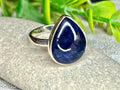 Sodalite Crystal Ring Size Q, 925 Sterling Silver, Healing Crystal Jewellery Gift for her, Blue Gemstone for calm, UK Ethically sourced