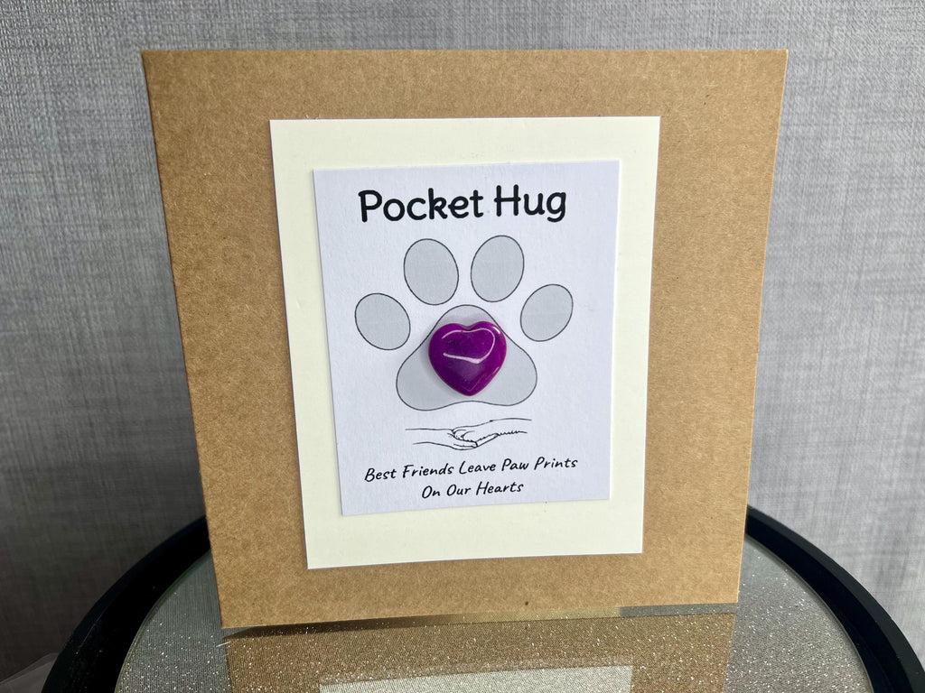 Pet Bereavement Cards, Pocket Hug Crystal Hearts, Recovery Crystals, Gift for Dog Loss, Cat sympathy card, Rainbow Bridge, Best Friend