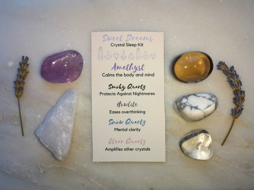 Crystal Sleep Set, Sweet Dreams Crystals Sleep Kit, Ethically Sourced Crystals UK, Gift Includes AA Grade Smoky Quartz, Amethyst