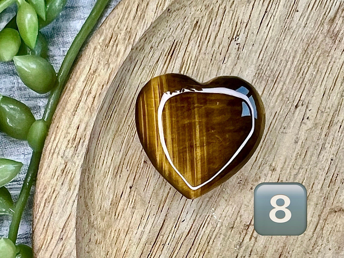 Gold Tigers Eye Puffy Heart Crystal, Ethically Sourced UK Crystals, Crystal Gift For Friend, Self Confidence and Courage Stone, Root Chakra