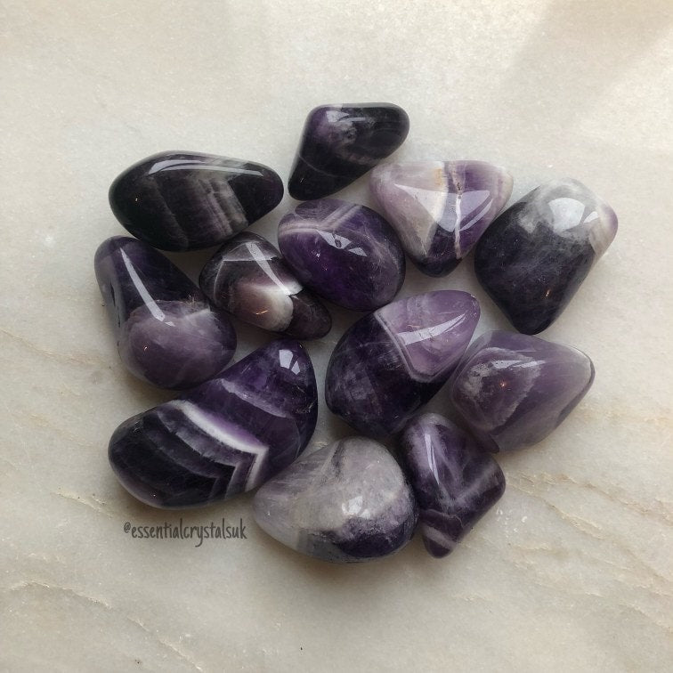Dream Amethyst Tumblestones, Chevron Amethyst Crystal, High Quality UK Crystals, Ethically Sourced Stones, Purple Crystal, Witchy Gifts