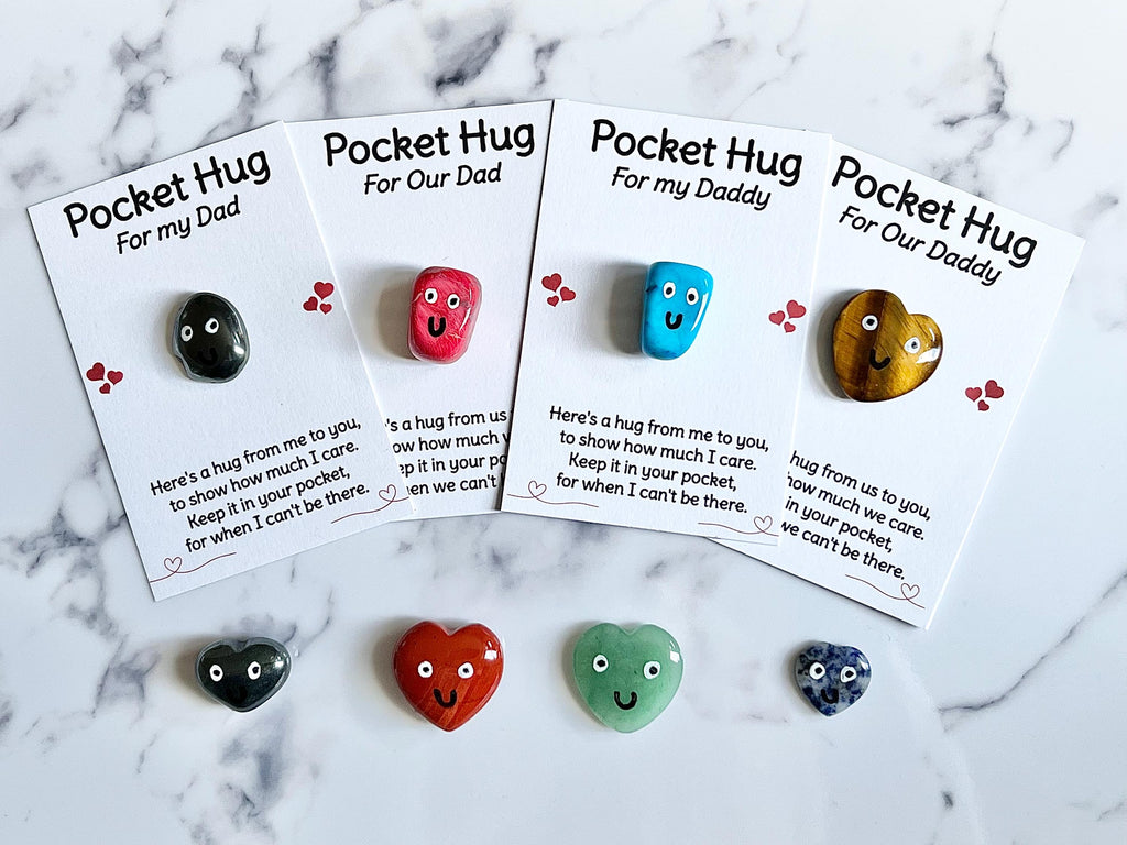 Pocket Hug Crystal for My Dad, Letterbox Gift, Card for Our Daddy, Miss you present, Thinking of you gift, choose your own card and crystal