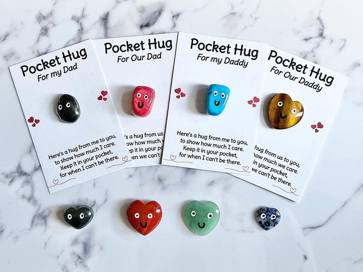 Pocket Hug Crystal for My Dad, Letterbox Gift, Card for Our Daddy, Miss you present, Thinking of you gift, choose your own card and crystal