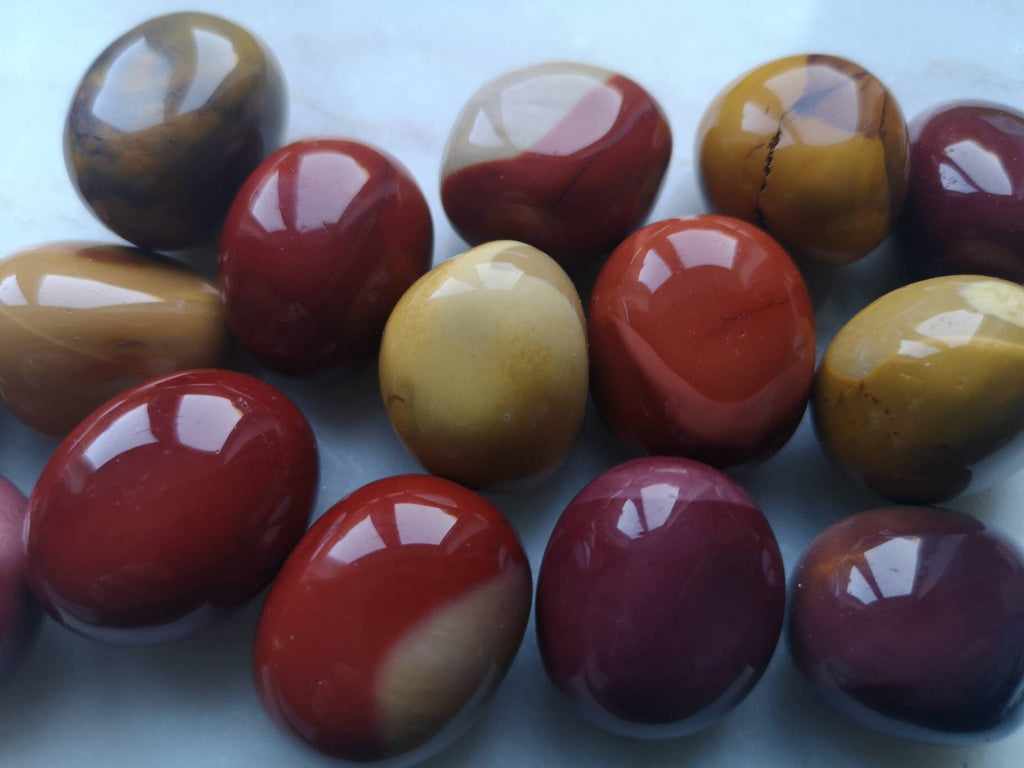 Mookaite Crystal Tumblestones, Red and Yellow Jasper Gemstones, Reiki healing rocks, Crystals for Calmness, peace, courage and anti anxiety