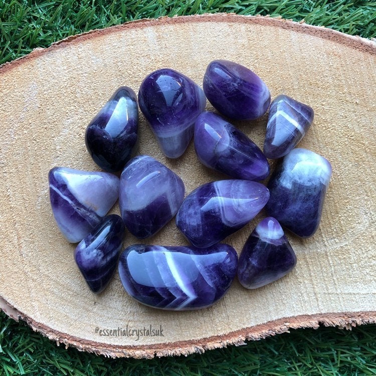 Dream Amethyst Tumblestones, Chevron Amethyst Crystal, High Quality UK Crystals, Ethically Sourced Stones, Purple Crystal, Witchy Gifts