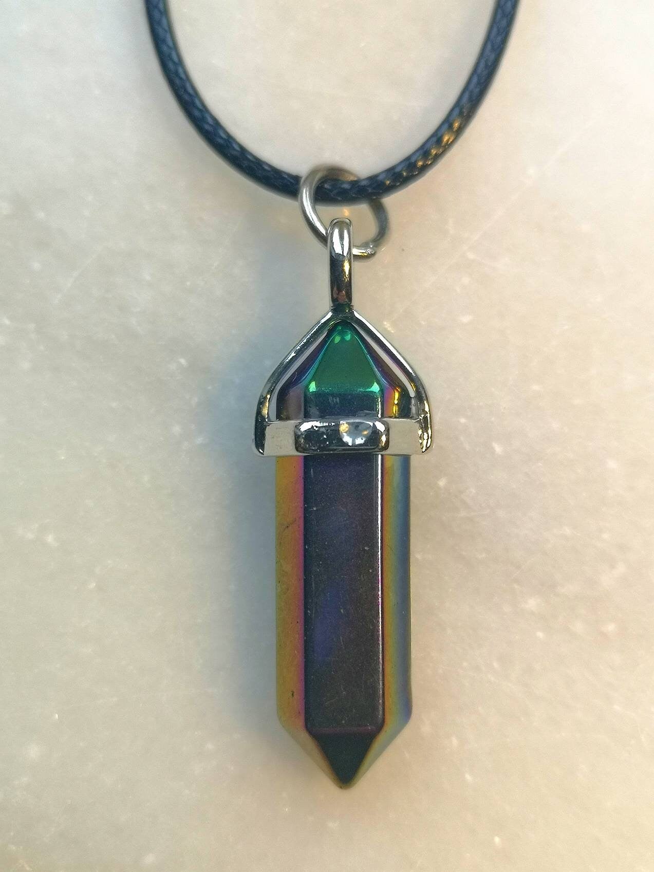 Crystal Point Necklaces, Rose Quartz Necklace, Amethyst Necklace, Rainbow Hematite Necklace, UK Crystals, Ethically Sourced, Crystal Gift