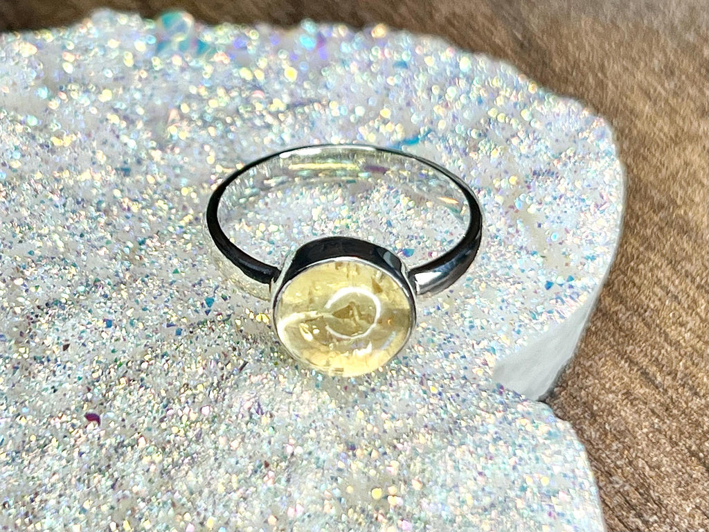 Citrine Crystal Ring, 925 Sterling Silver, UK size Q, Gemstone Jewellery, Crystal gift for wealth, Ethically sourced, metaphysical shop