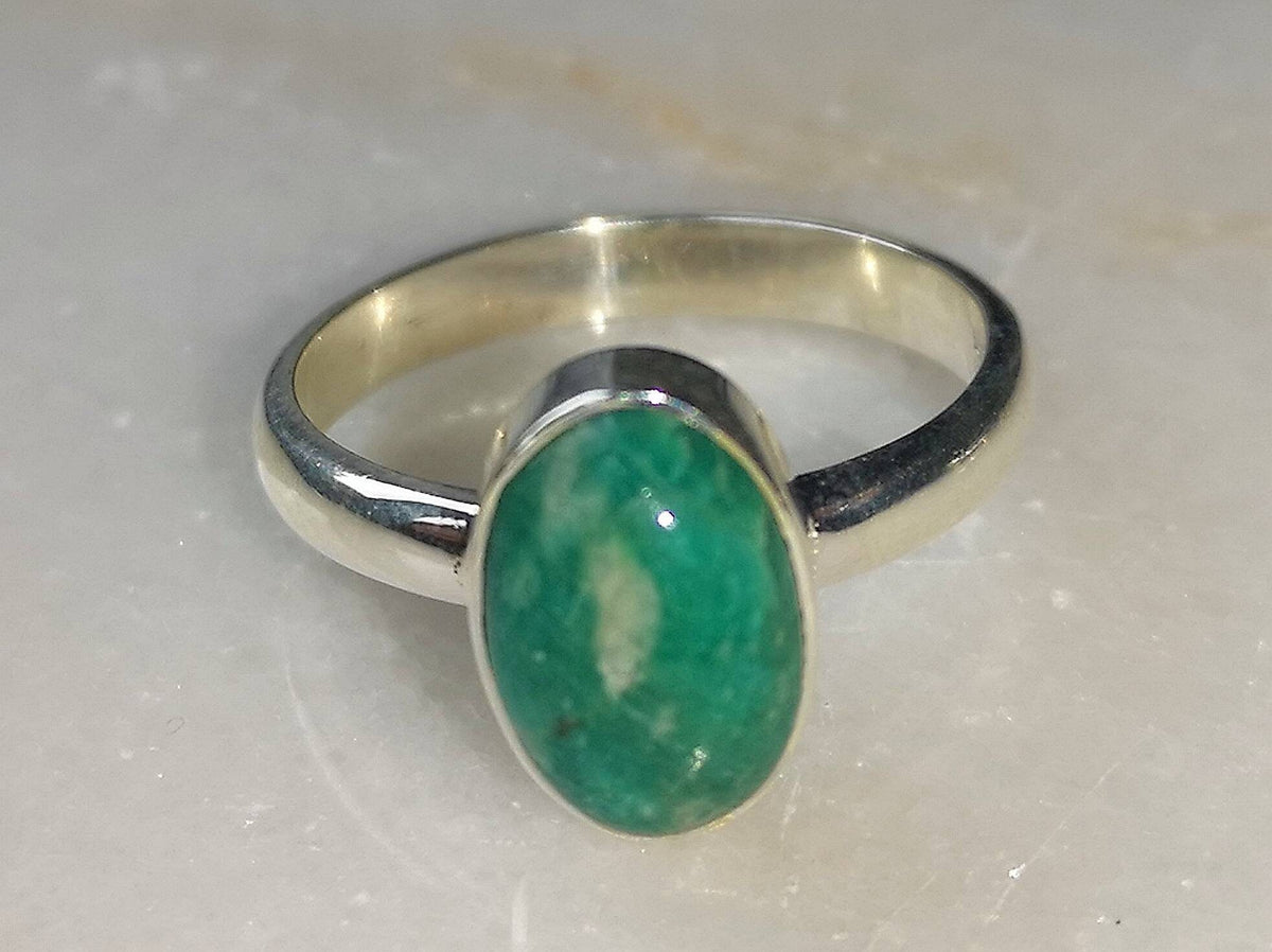 Amazonite Crystal Ring, UK Band Ring Sizes N & Q, 925 Sterling Silver, Heart Chakra, Ethically Sourced Crystals, Birthday Gift for her