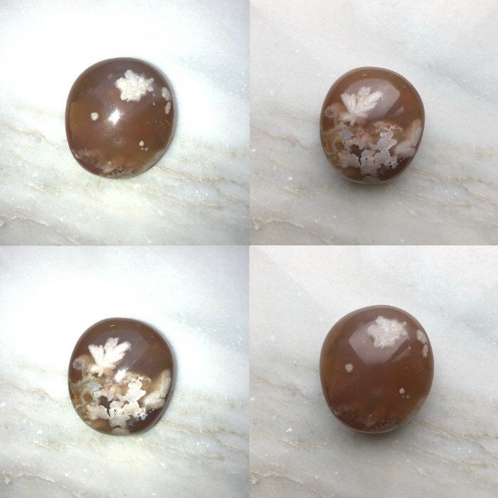 Stunning Flower Agate Healing Crystal Palmstones, Pocket Stone, Worry Stone. Cherry Blossom | Ethically Sourced UK Crystals | Gift