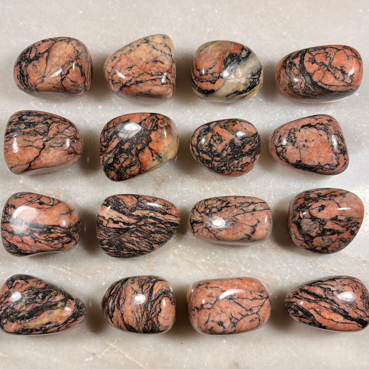 Pink Picasso Jasper Tumblestones, Consciously Sourced UK Crystals
