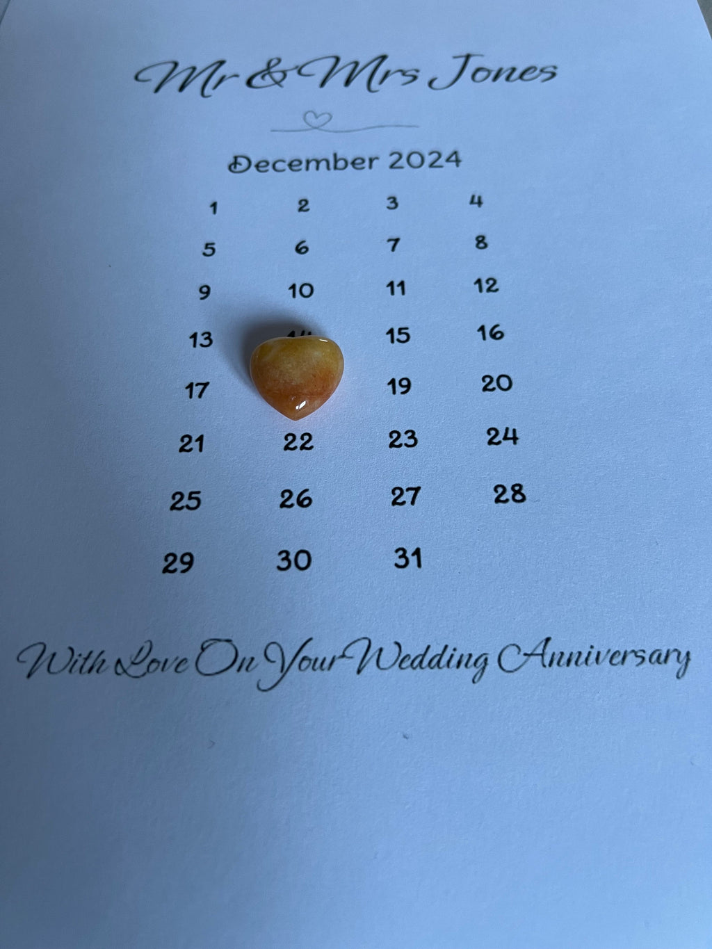 Personalised Wedding Anniversary Gift, Golden, Silver, Ruby, 1st Wedding Anniversary Present, Keepsake For Bride and Groom, Crystal Heart