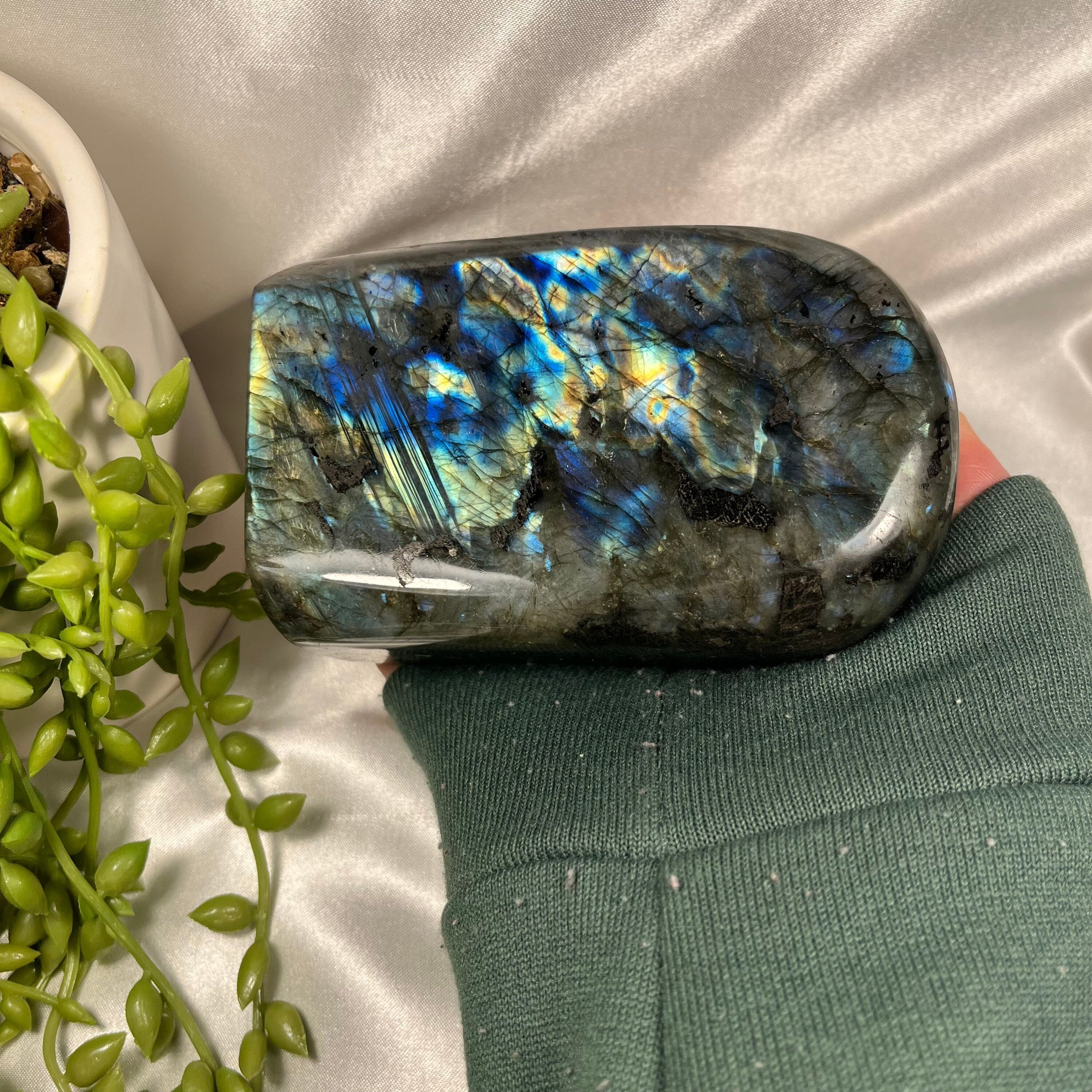 Labradorite Freeform , High Flash Standing Labradorite, Third Eye and Crown Chakra, Consciously Sourced, 765g