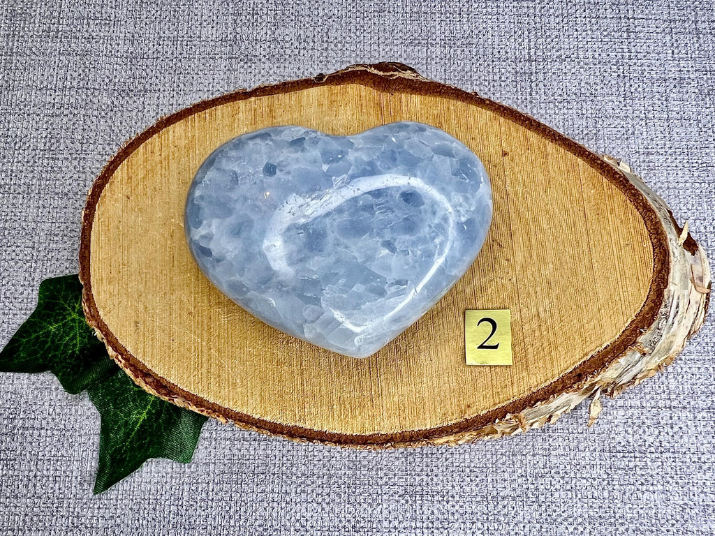 Blue Calcite Crystal Hearts, Reiki stone for peace, Birthday gift for her, Valentines present, Mothers Day gift for Mum, Grandma, Daughter