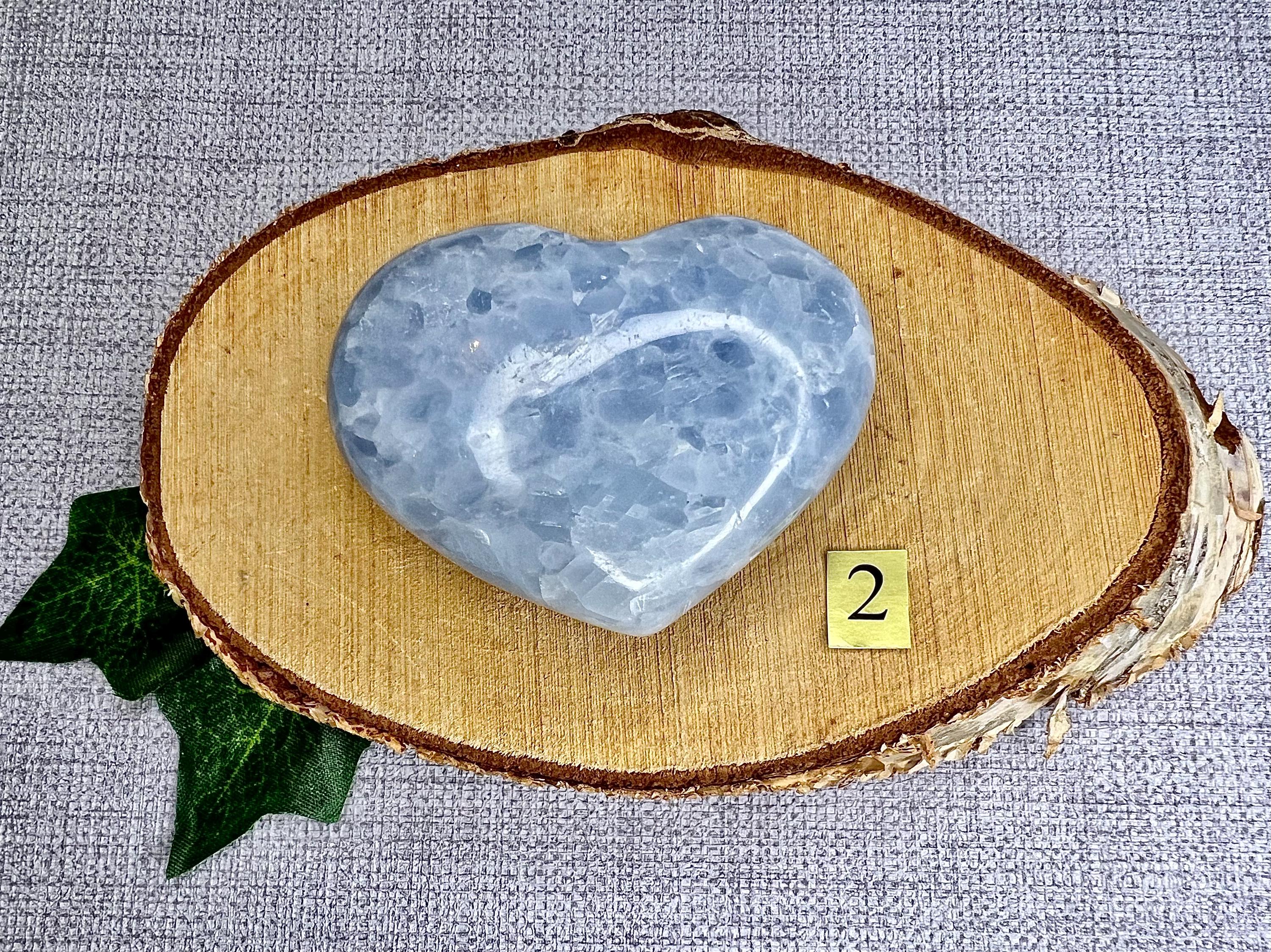 Blue Calcite Crystal Hearts, Reiki stone for peace, Birthday gift for her, Valentines present, Mothers Day gift for Mum, Grandma, Daughter