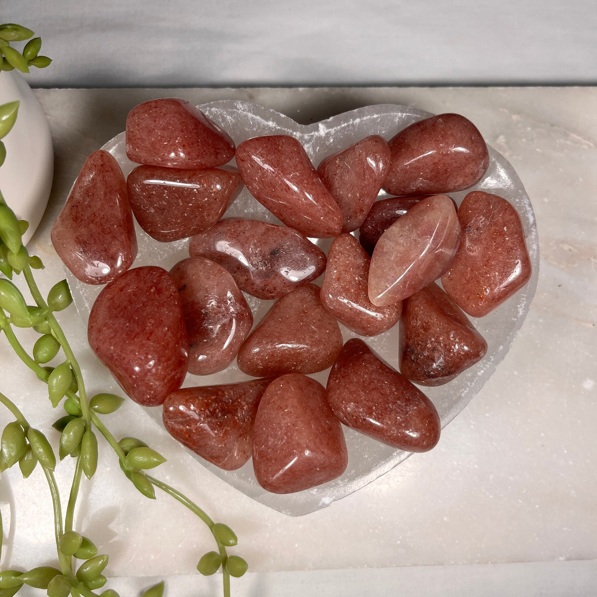 Raspberry Aventurine Tumblestones, Strawberry Red Aventurine, Consciously Sourced UK Crystals