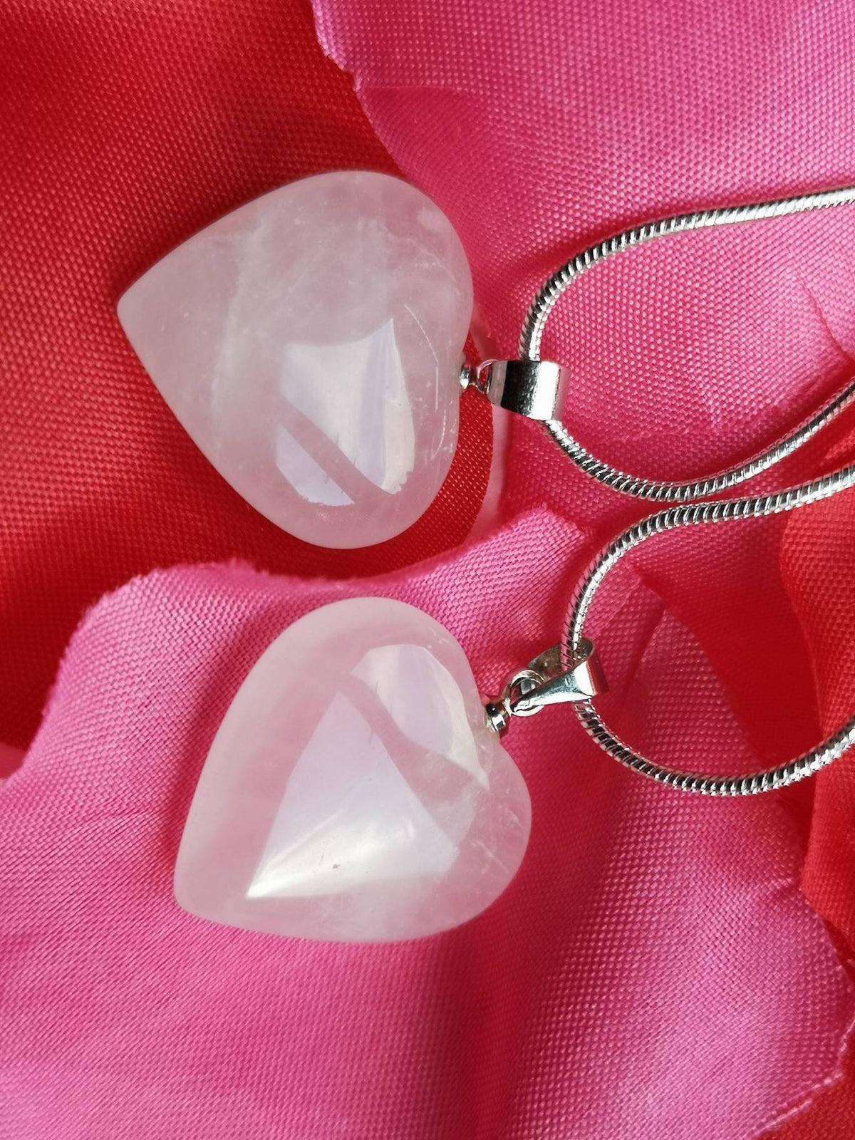 Matching Rose Quartz Crystal Necklaces, Mum & Daughter Jewellery Gift, UK Crystals, Birthday Gift for sisters, Best friends necklaces