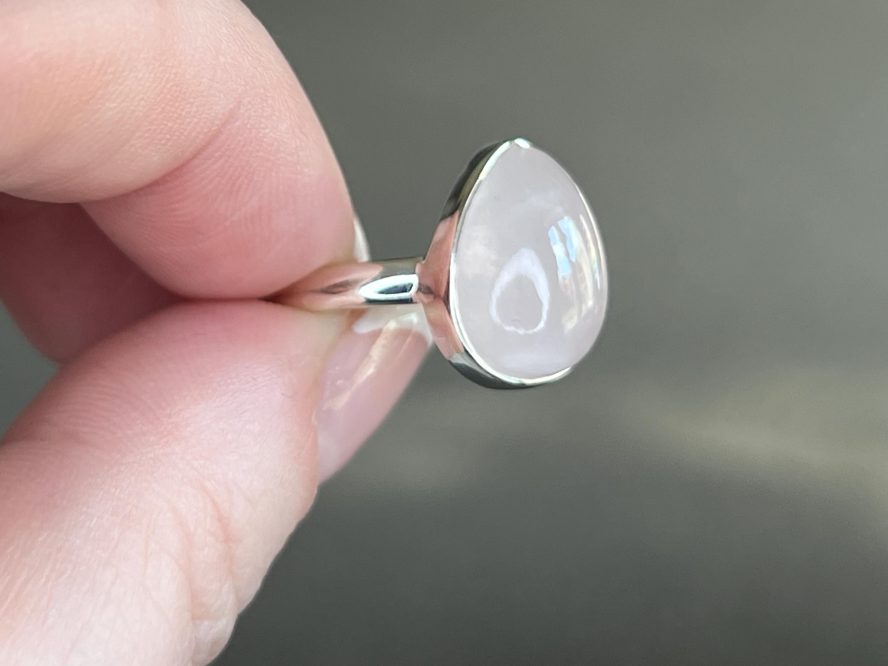 Rose Quartz Crystal Ring Size O, 925 Sterling Silver, Crystal Jewellery Gift for her, Pink Gemstone, Stone for Love, UK Ethically sourced