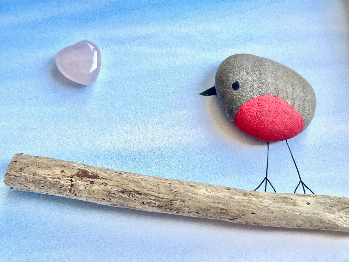 Robins Apear When Loved Ones Are Near, Hand Painted Pebble Art Frame, Remembrance Wall Art, Memorial Keepsake, Sympathy Gift for Bereavement