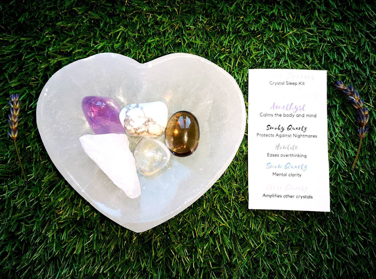 Crystal Sleep Set, Sweet Dreams Crystals Sleep Kit, Ethically Sourced Crystals UK, Gift Includes AA Grade Smoky Quartz, Amethyst