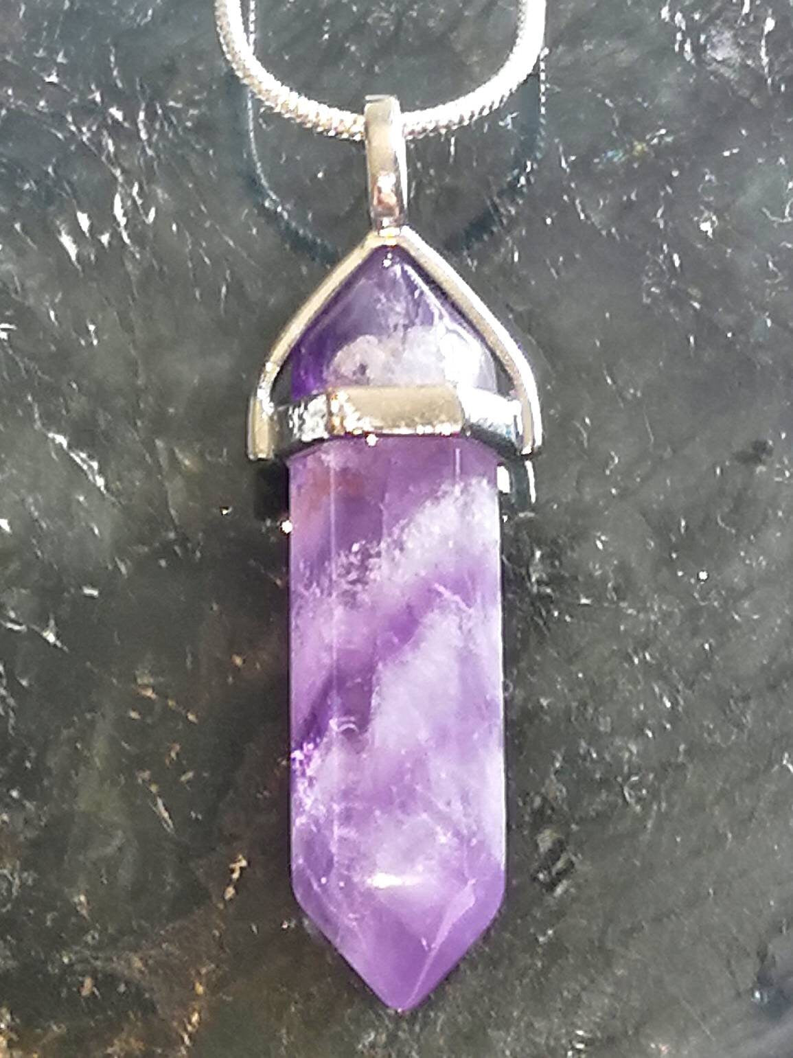 Amethyst and Rose Quartz Point Necklaces, Ethically Sourced UK Healing Crystals, Crystal Necklace, Rose Quartz Pendant, Amethyst Pendant