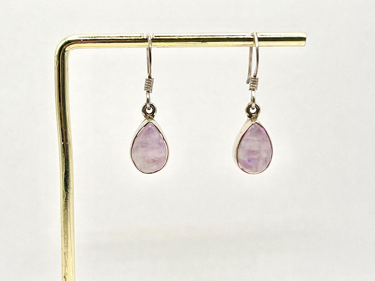 Sterling Silver Pink Moonstone Drop Earrings, Heart Chakra Crystal Dangle Earrings, Metaphysical Shop, June Birthday Gemstone Gift for her