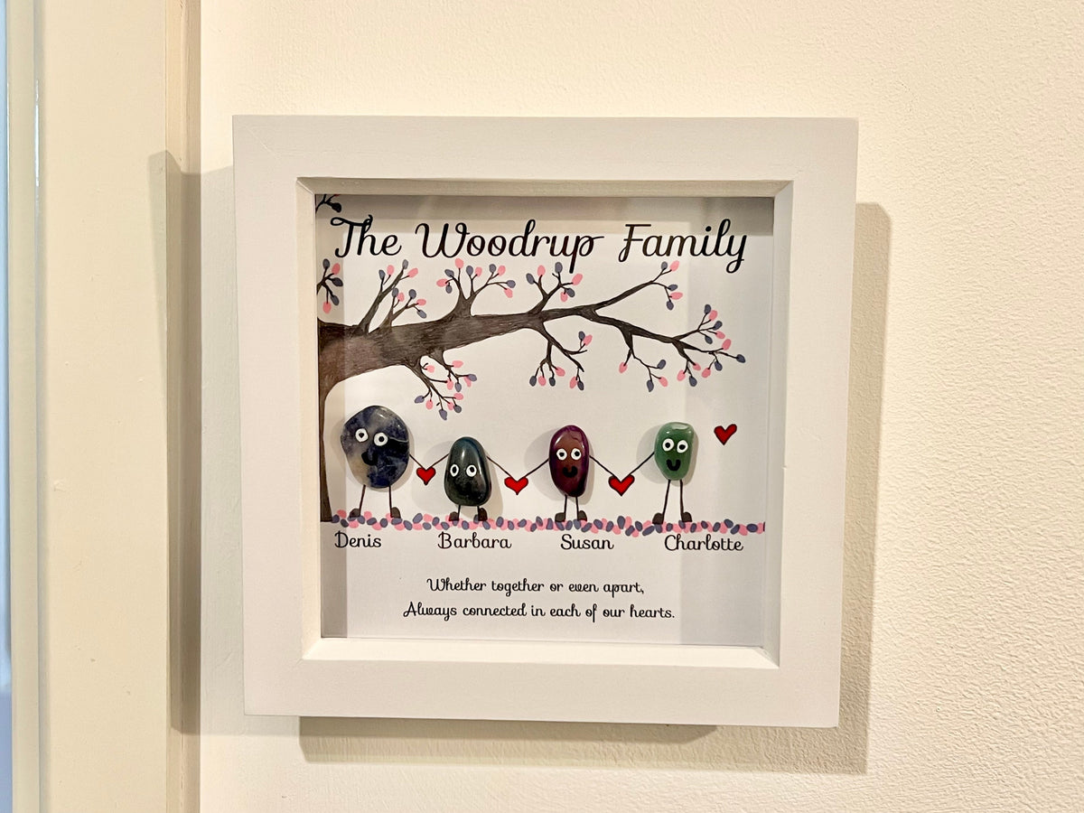 Personalised crystal family picture, 18cm framed crystal wall art for Mum, hand drawn wedding gift, present for best friend, new baby gift