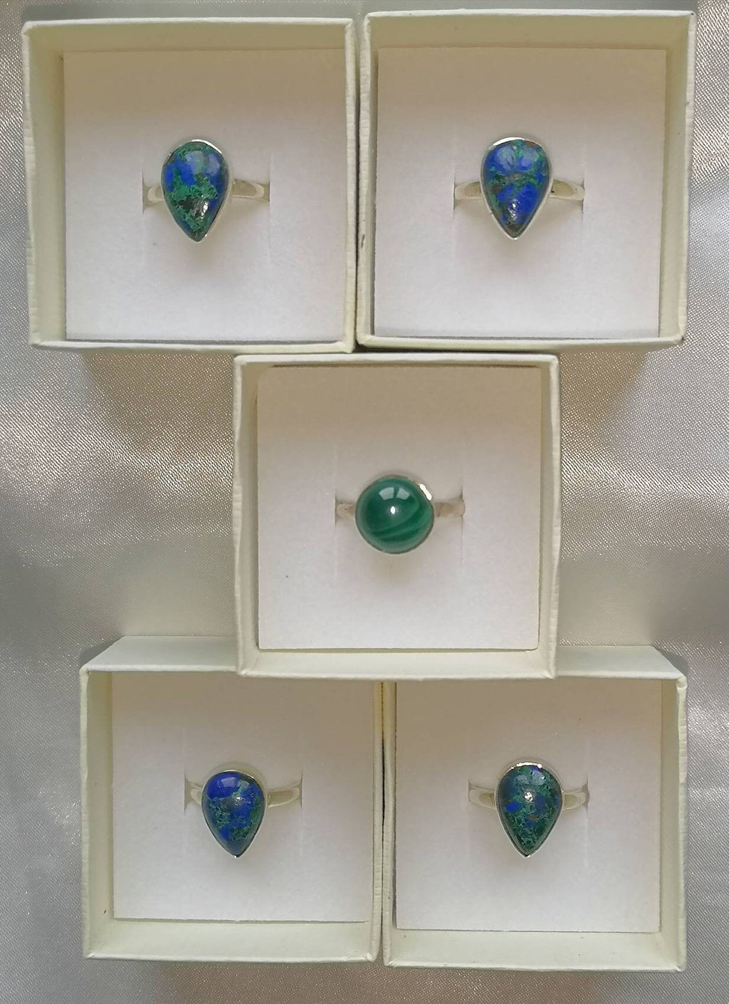 Azurite and Malachite Rings, Sterling Silver sizes P Q and S, Consciously Sourced Healing Crystals, Christmas Gift