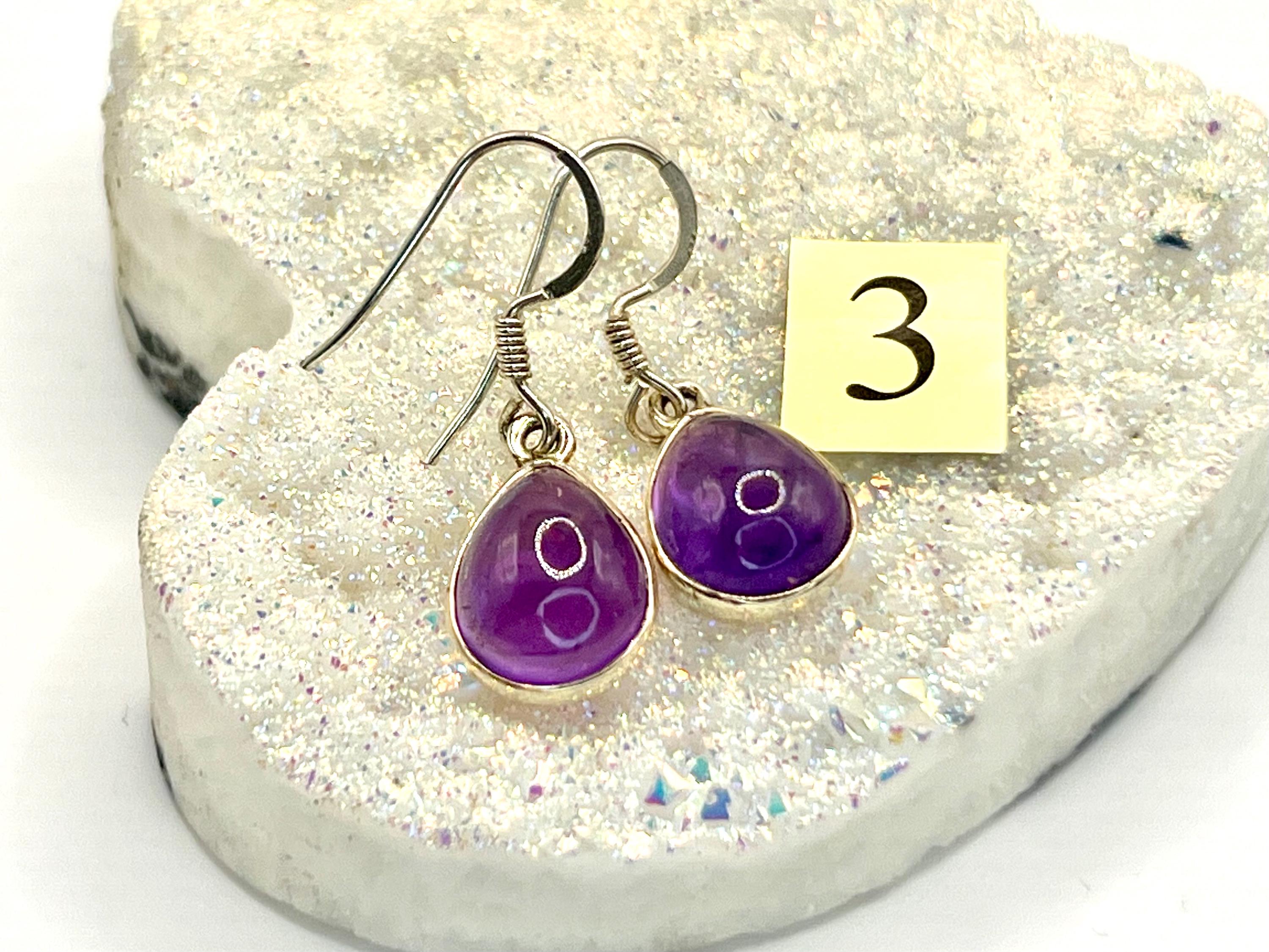 Sterling silver amethyst dangle earrings, crown chakra gemstone drop earrings for women, metaphysical shops, February birthday gift for her