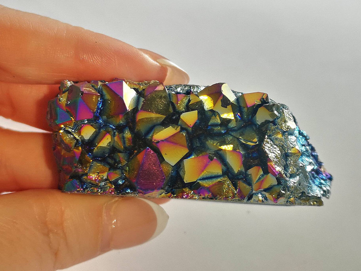Rainbow Titanium Aura Quartz, Raw UK Crystals, Ethically Sourced Healing Crystals, Crystal Gift, Reiki Stones, Colourful Crystals