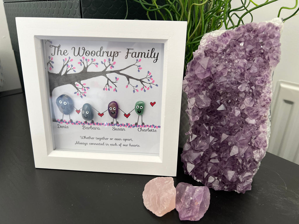 Personalised crystal family picture, 18cm framed crystal wall art for Mum, hand drawn wedding gift, present for best friend, new baby gift