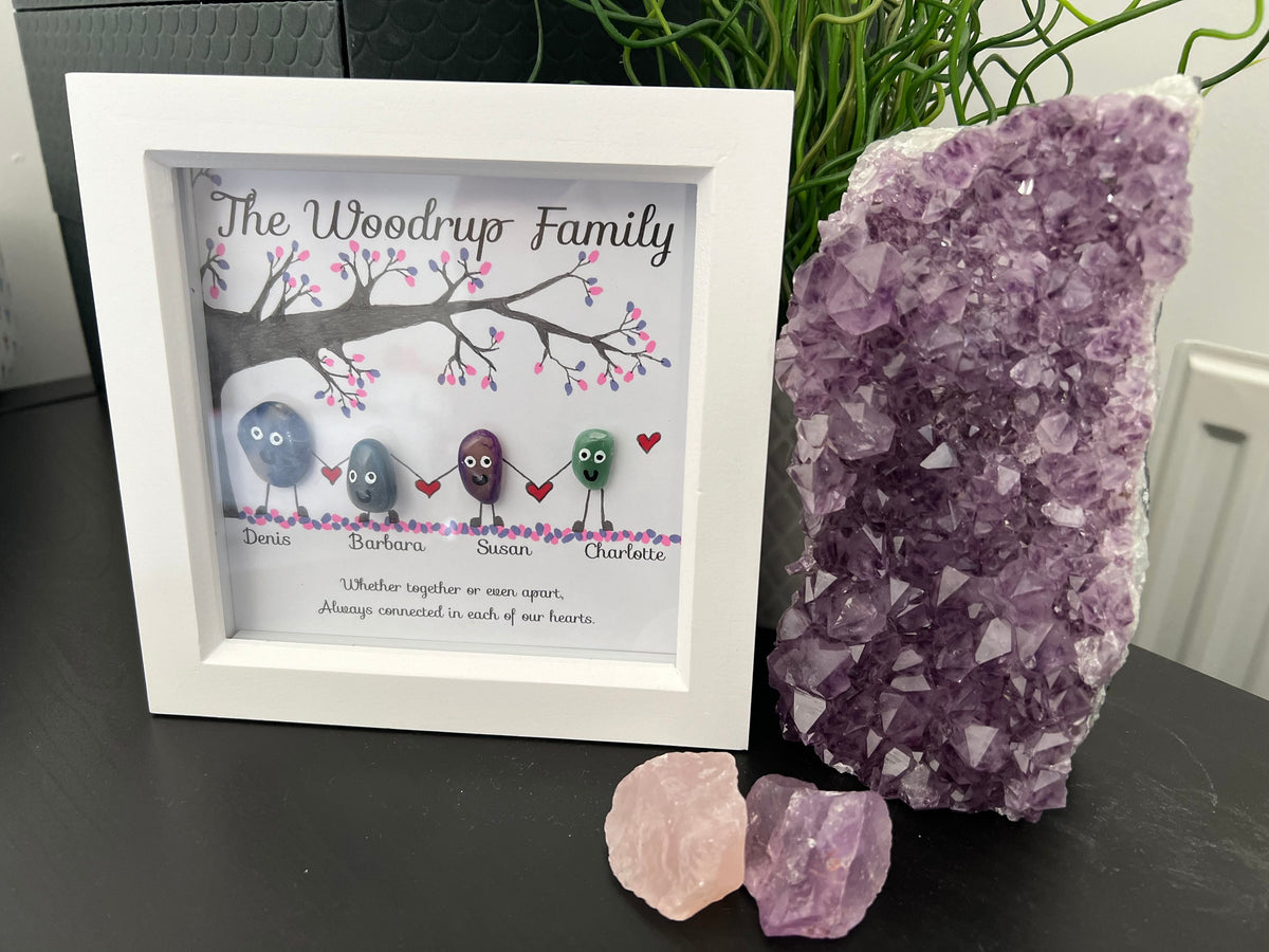Personalised crystal family picture, 18cm framed crystal wall art for Mum, hand drawn wedding gift, present for best friend, new baby gift