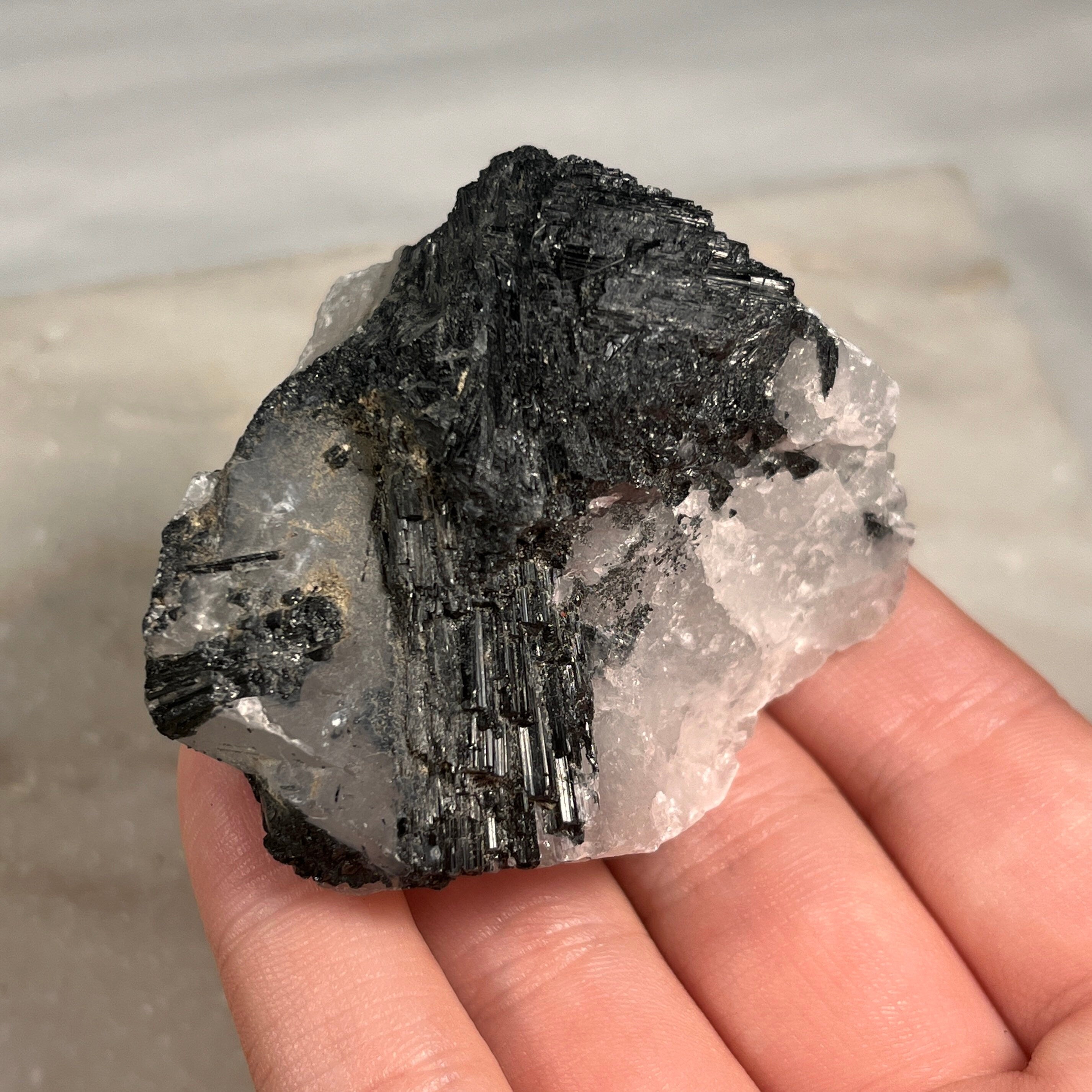 Raw Tourmaline in Quartz, Tourmilated Quartz, Protection Stone, Consciously Sourced UK Crystals