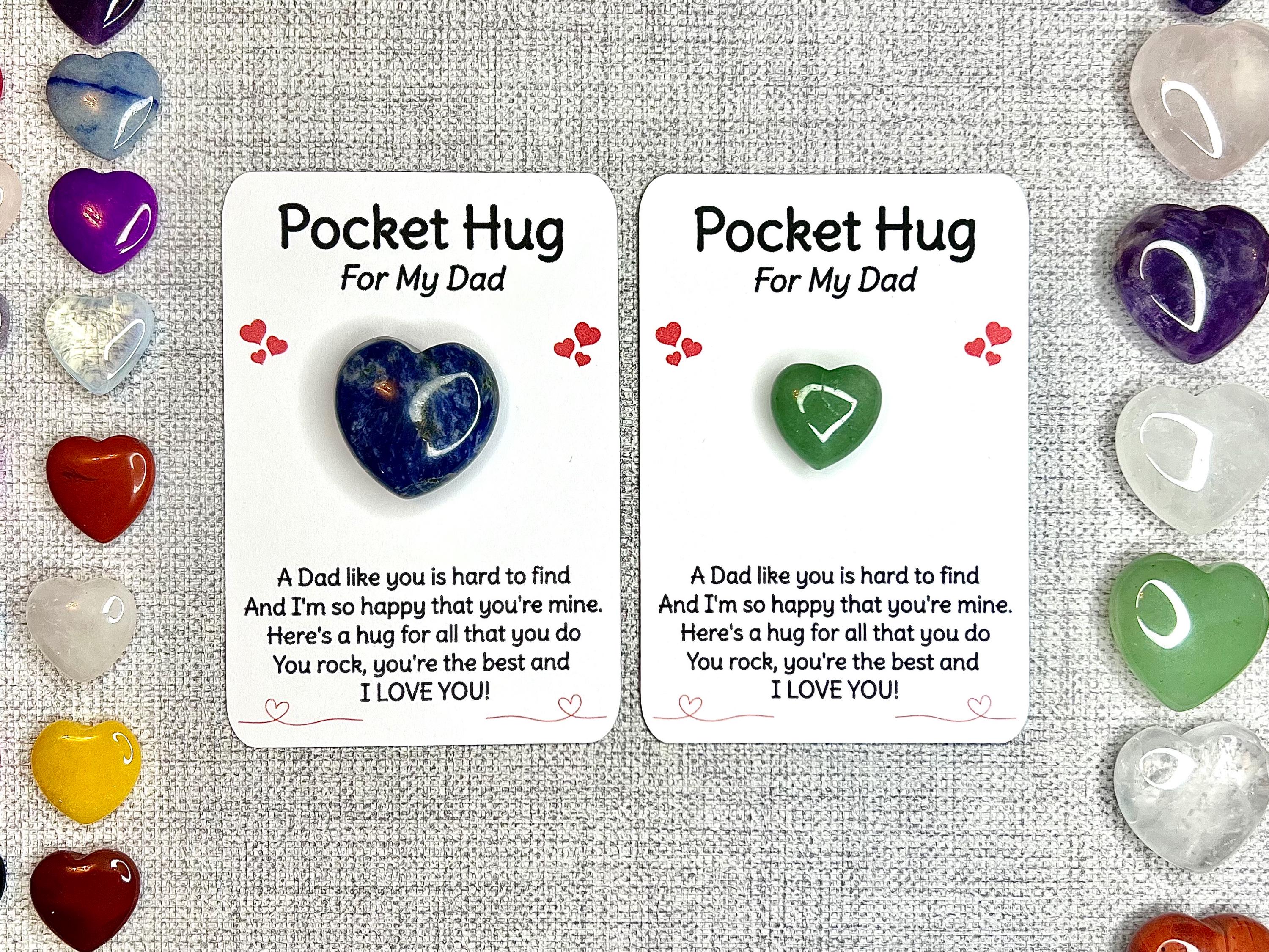 Crystal Heart Pocket Hug for Dad, Crystal letterbox gift, Thinking of you present, Gift Card Poem, Choose Crystal Type, Metaphysical UK Shop