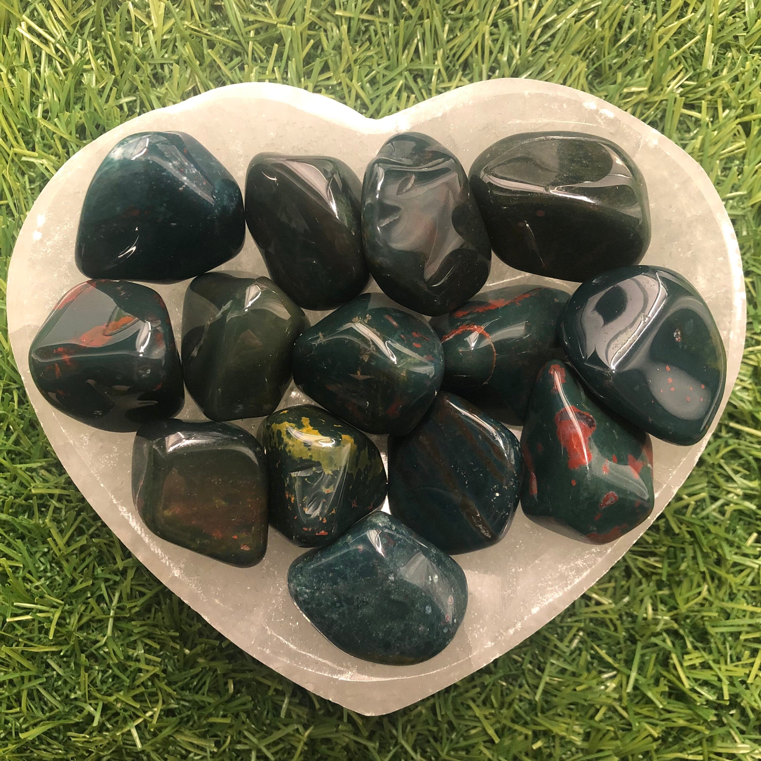 Bloodstone Healing Crystal Tumblestones, Heart Chakra Stone, Ethically Sourced UK Crystal Gift