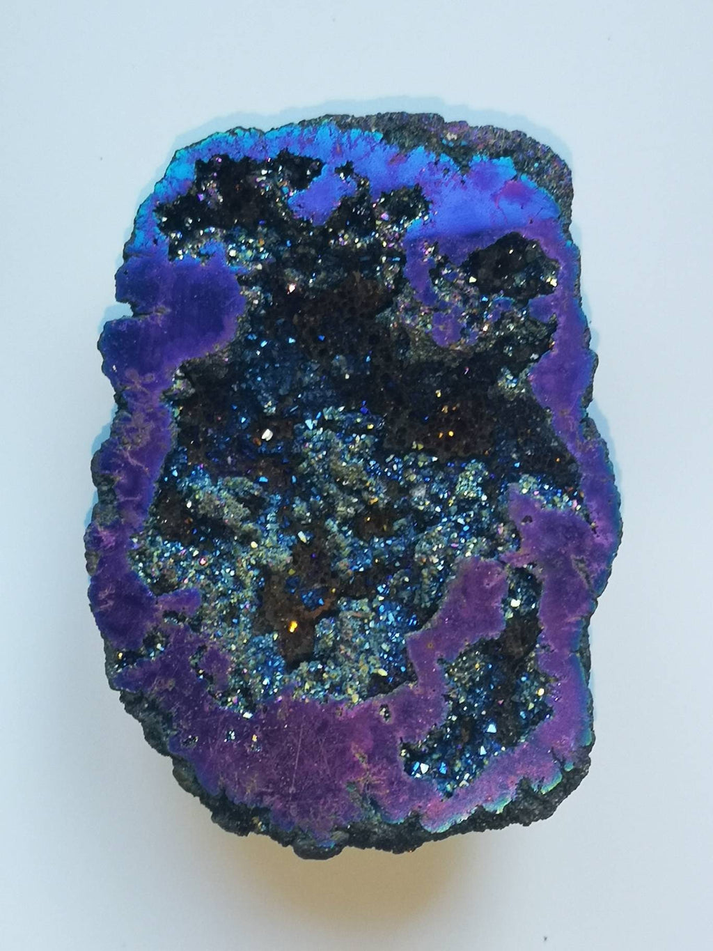 Stunning Rainbow Titanium Aura Quartz Geodes, UK Crystals Ethically Sourced, Unique Gifts, Magenta, Pink, Blue, Green, Gold. Healing